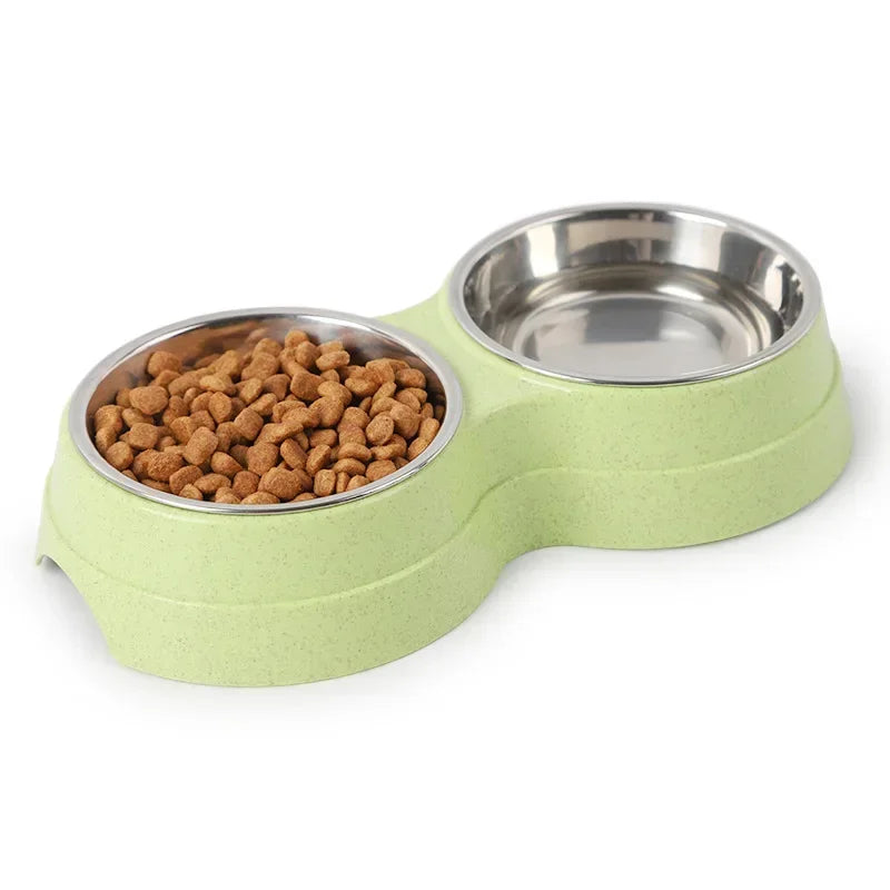 Double Dog Bowl Set with Anti-Slip Silicone Mat