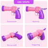 Instructions and usage steps showing how to open, put in a ball, and trigger the interactive plush ball launcher for cats