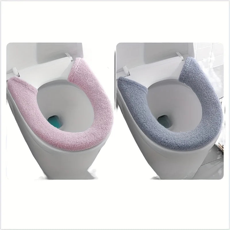 Plush Non-Slip Toilet Seat Cover with Thermal Fleece Lining