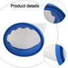 Blue pool filter bags with clear plastic inserts shown in various angles