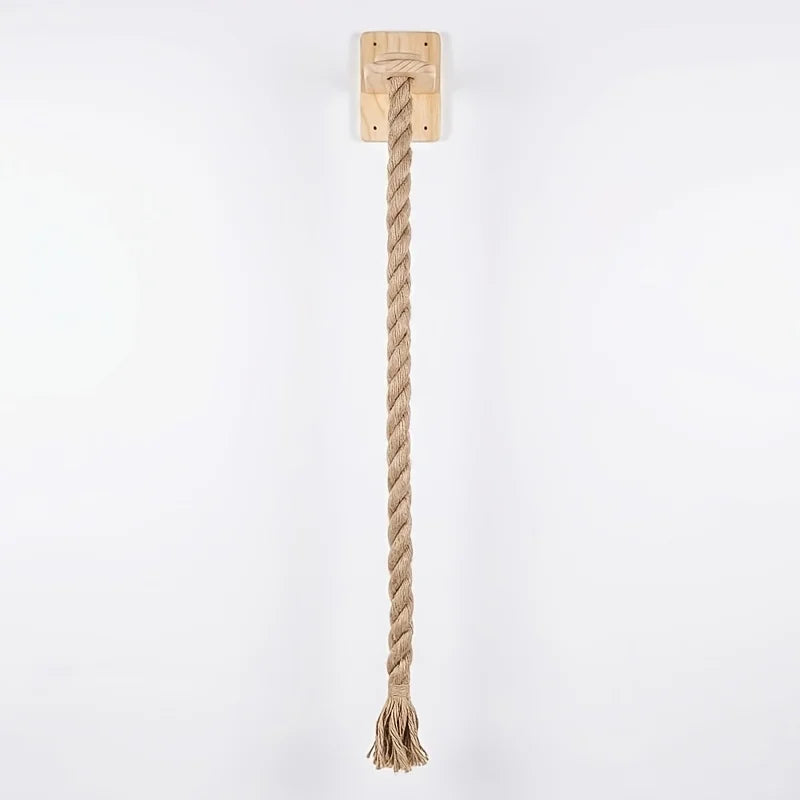 Wandmontierter Sisal-Kratzbalken mit natürlichem Fasergewehr und Holzmontagebrett