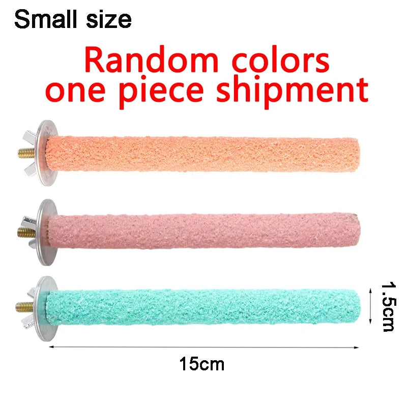 Colored Quartz Sand Bird Perch with Natural Wood Base