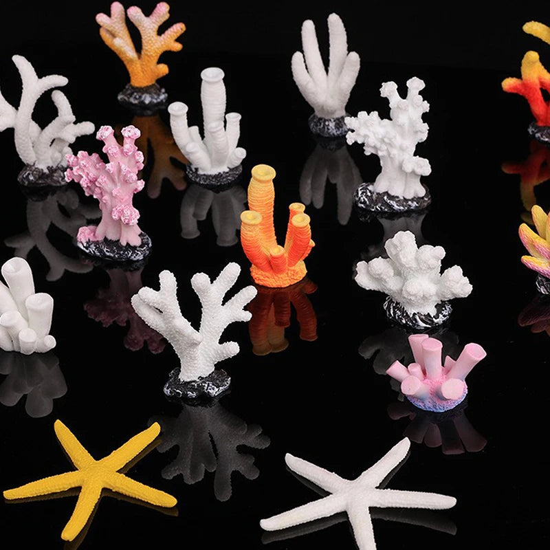 Artificial Coral Reef Aquarium Decoration with Starfish