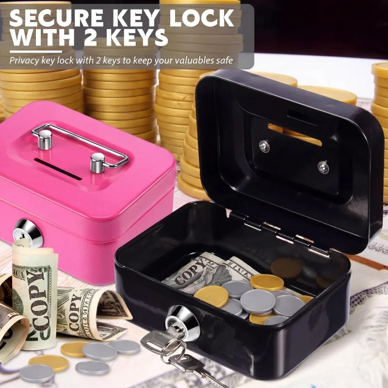 Portable Metal Money Safe Box with Key Lock