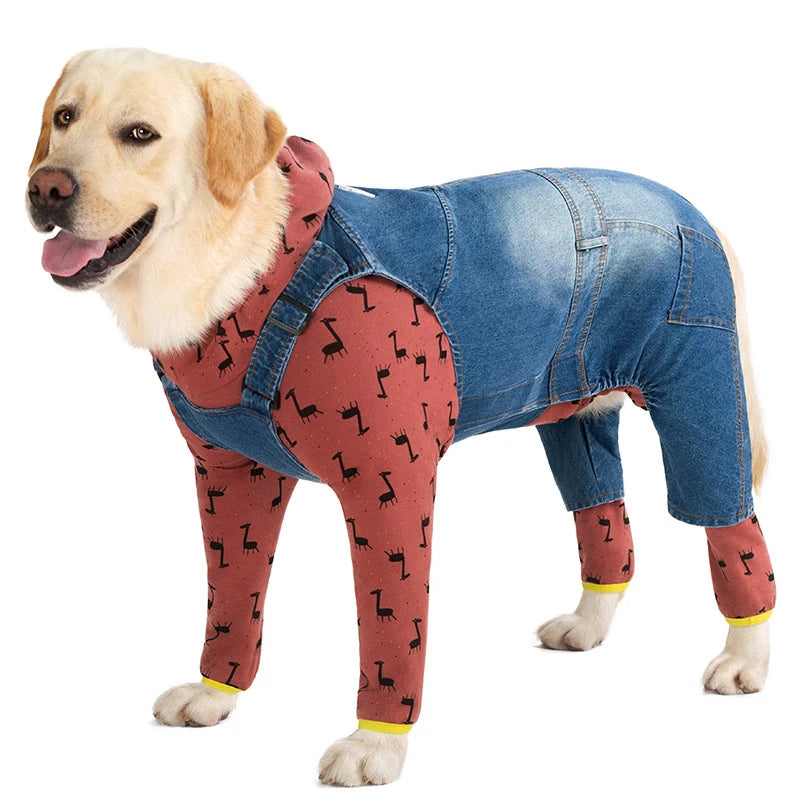 Denim Overalls for Dogs with Reflective Straps