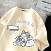 Camiseta Gráfica de Gato Japonés