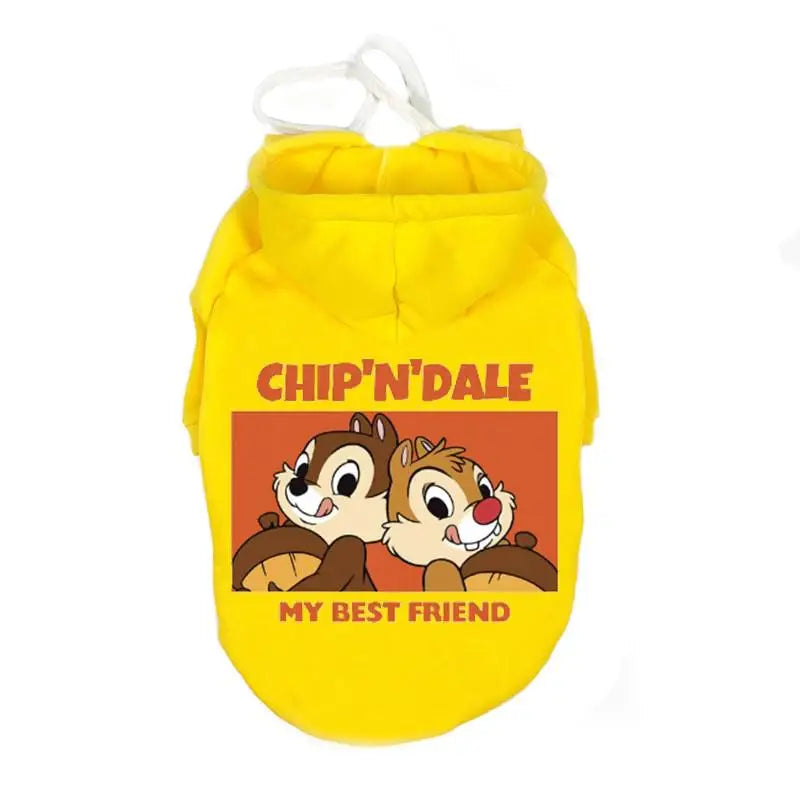 Sudadera con capucha de mascota de color amarillo y acogedora con un gráfico chip n'dale