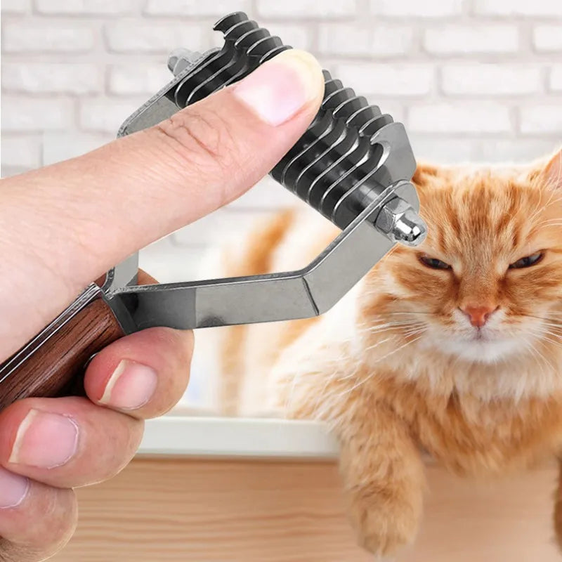Double-Sided Wooden Pet Grooming Comb