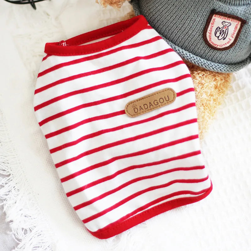 Striped Sleeveless Pet Vest for Small Dogs and Cats