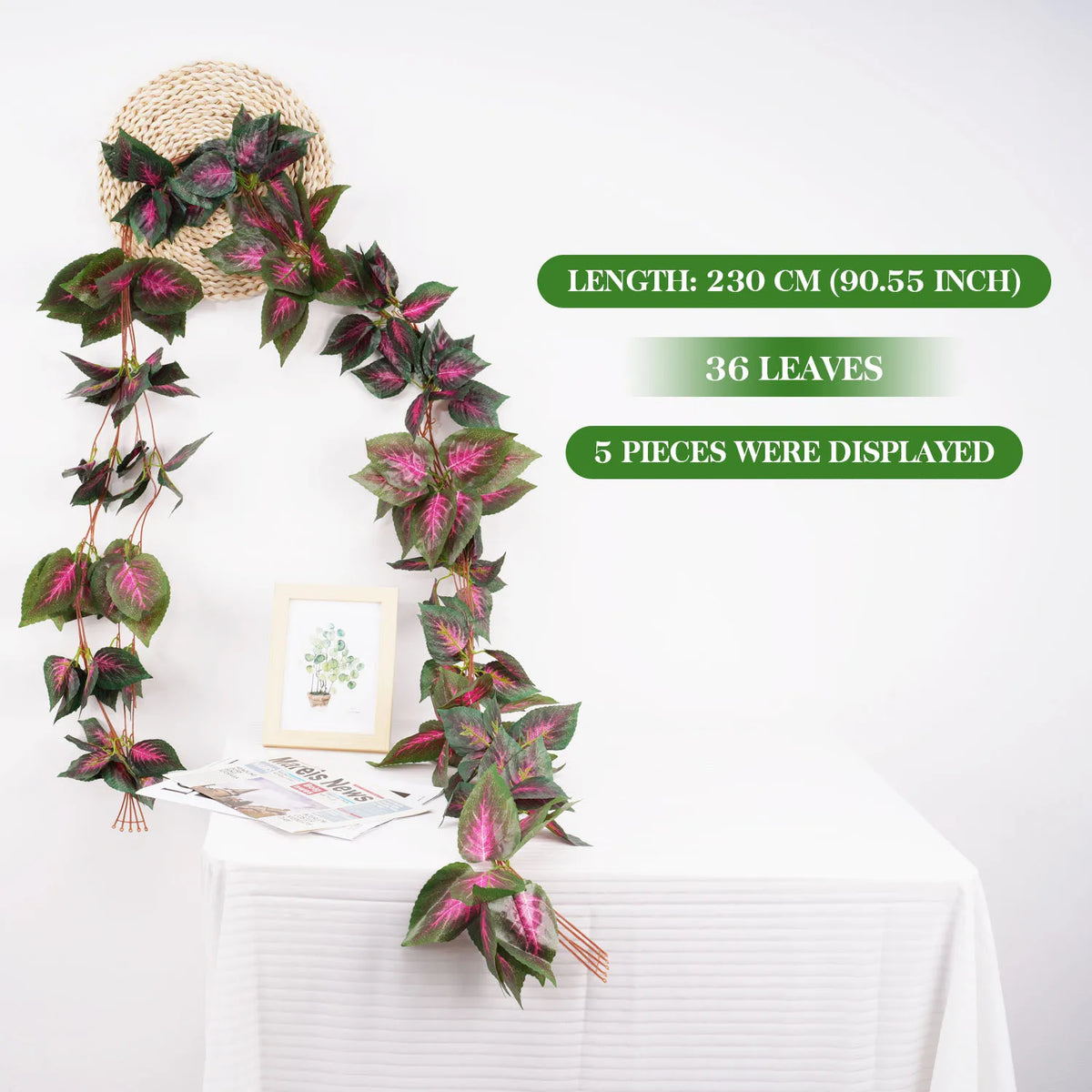 Artificial Ivy Vine Garland – 2.3m Hanging Silk Leaf Decor