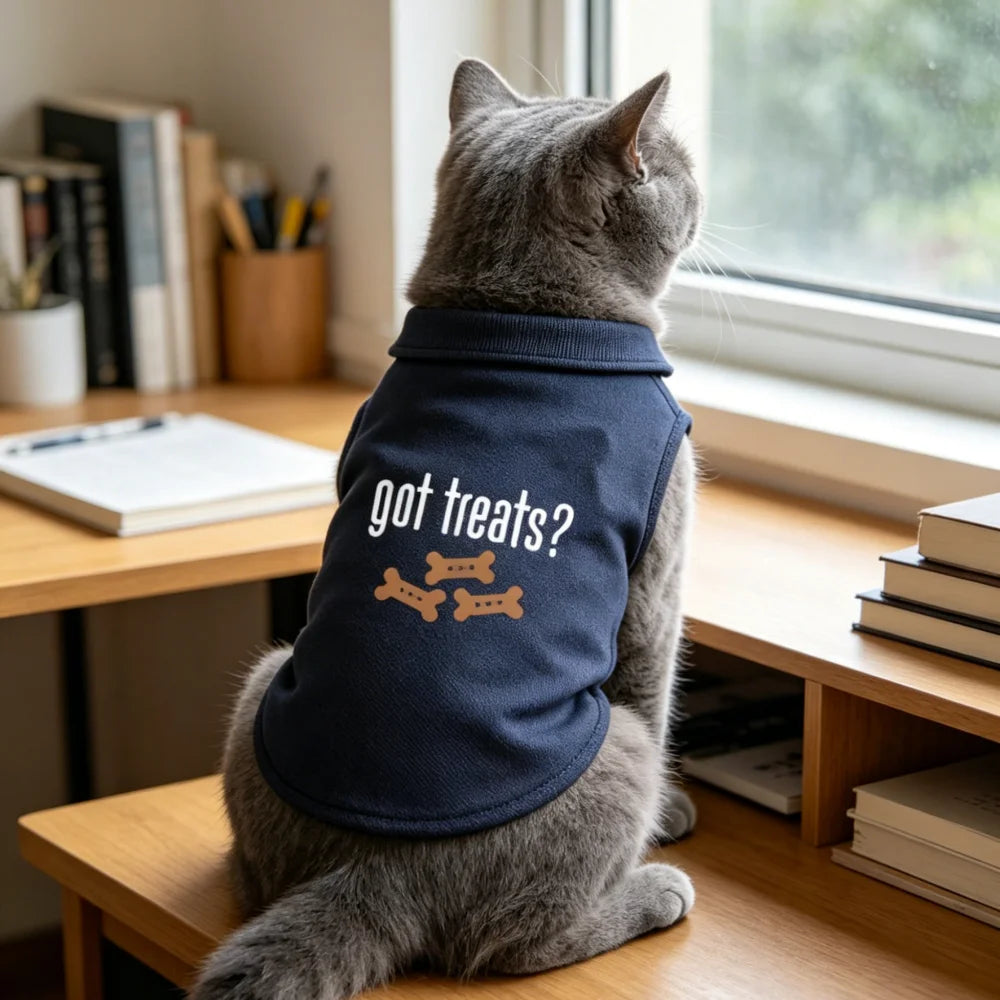 Blue Tibetan Print Polo Shirt for Dogs and Cats