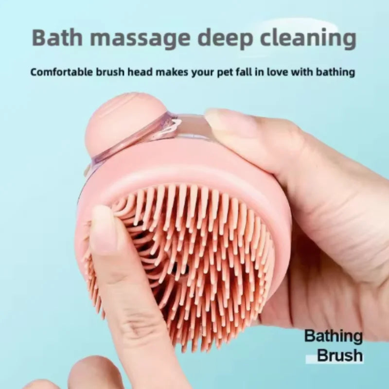 Soft Silicone Pet Bath Brush with Shampoo Dispenser
