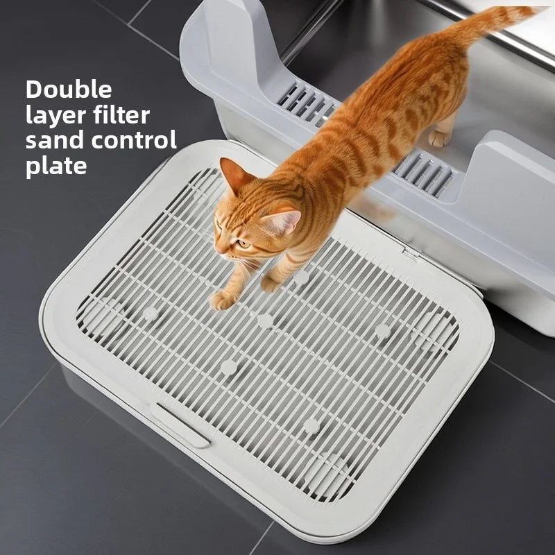 Double-Layer Cat Litter Mat with Non-Slip Base