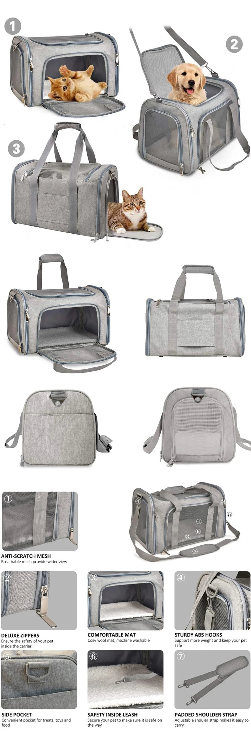 Soft-Sided Pet Carrier Backpack for Cats and Small Dogs