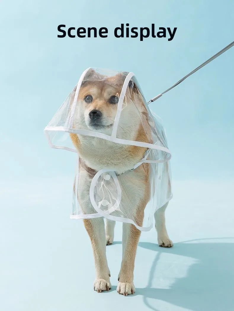 Clear Waterproof Dog Raincoat with Adjustable Hood