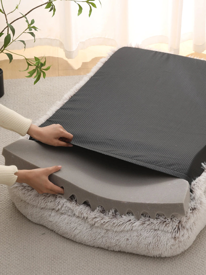 Cama de Plush Ortopédica para Perros con Borde