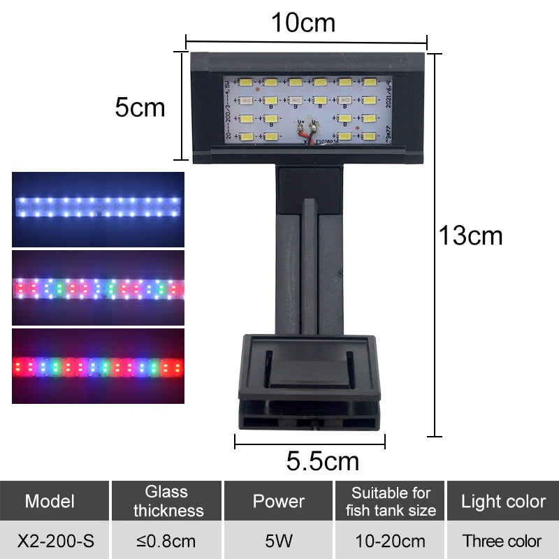 Lampe LED à clipser pour aquarium, fine, idéale pour la croissance des plantes