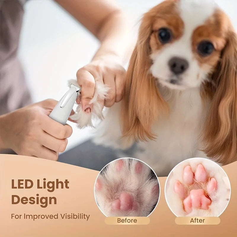 Quiet Pet Grooming Trimmer with LED Light – Cordless & USB Rechargeable