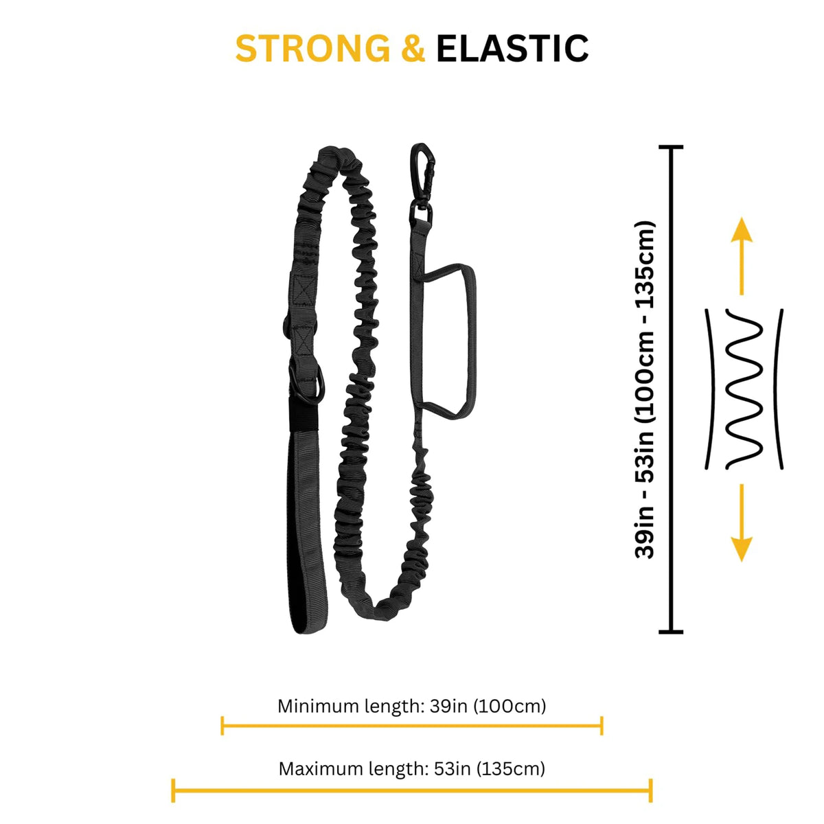 Black strong and elastic tactical dog harness set including collar and leash