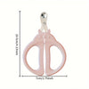 Pink pet cat nail clippers with a safety guard shown in a vertical dimension.