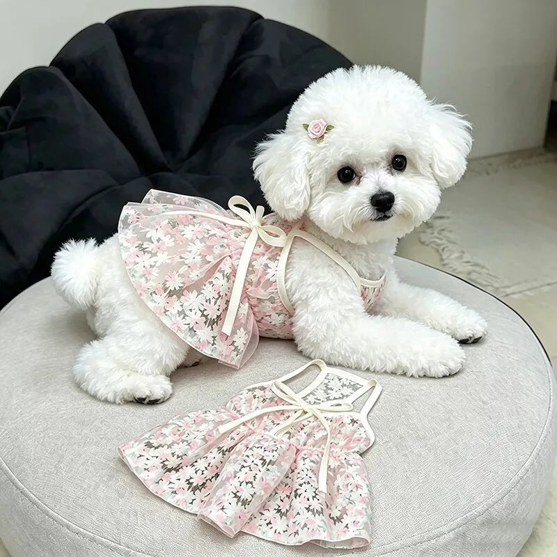 Sakura Princess Floral Dog Dress for Small Breeds