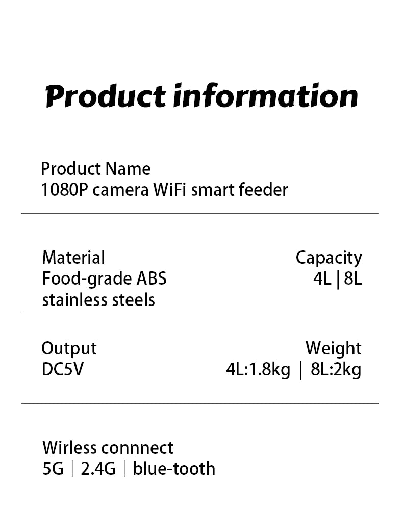 Smart 8L Automatische Katzenspender mit HD-Kamera