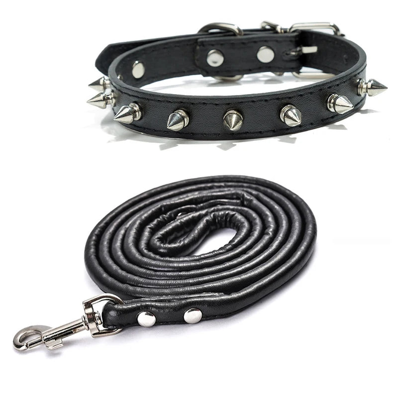 Studded PU Leather Dog Collar with Metal Accents