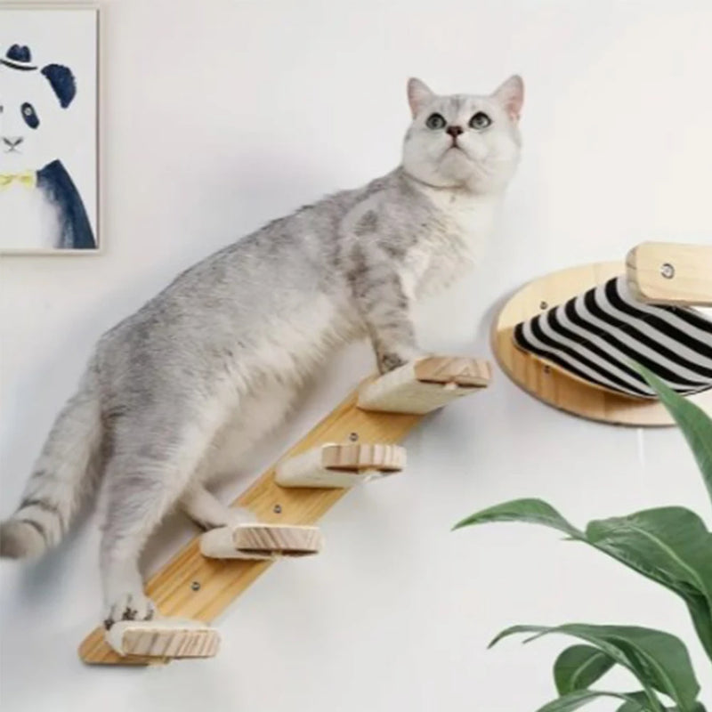Wall Mounted Cat Climbing Frame 50cm with Hammock