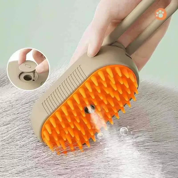 Massagebürste mit Feuchtigkeits-Spray für Haustiere – Ein-Knopf-Dampfsystem