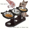 Comedero Elevado para Gatos de 3 Niveles con Base de Madera y Acero Inoxidable