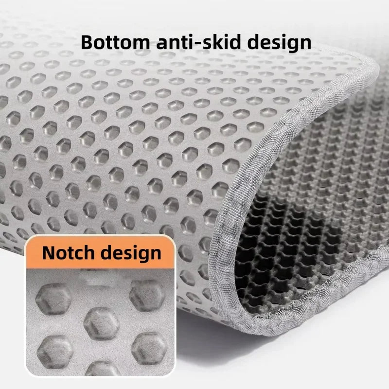 Double-Layer Waterproof Cat Litter Mat with Honeycomb Design