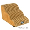 A sturdy, suede-colored pet safety ladder for dogs and cats with ribbed steps.