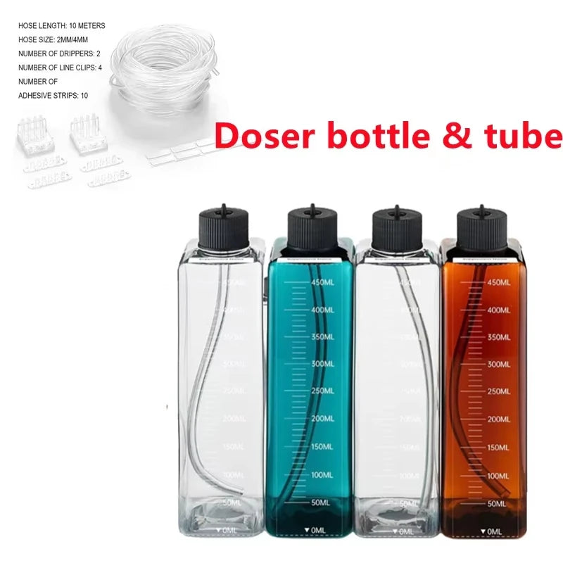 Set de Botellas Dosificadoras para Acuario de 450 ml con Base de Acero Inoxidable