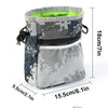 Various sizes and colors of durable pet training treat bags shown in different orientations and close-ups.