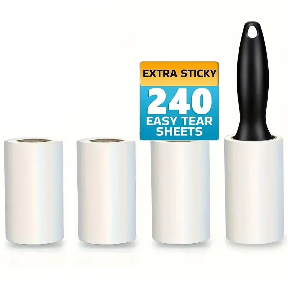 Adhesive Lint Roller with Handle for Pet Hair and Lint Removal