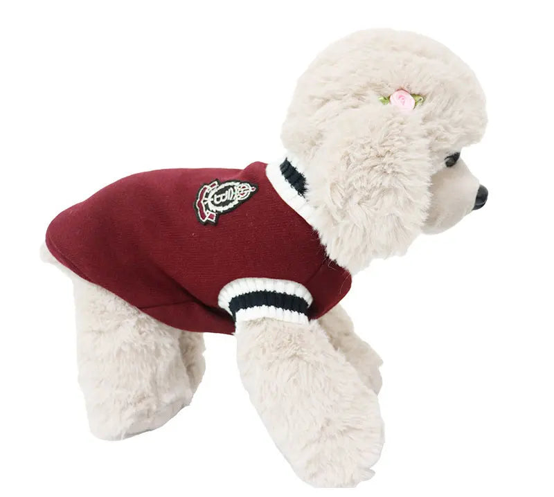Classic V-Neck Knit Pet Sweater for Small Dogs & Cats