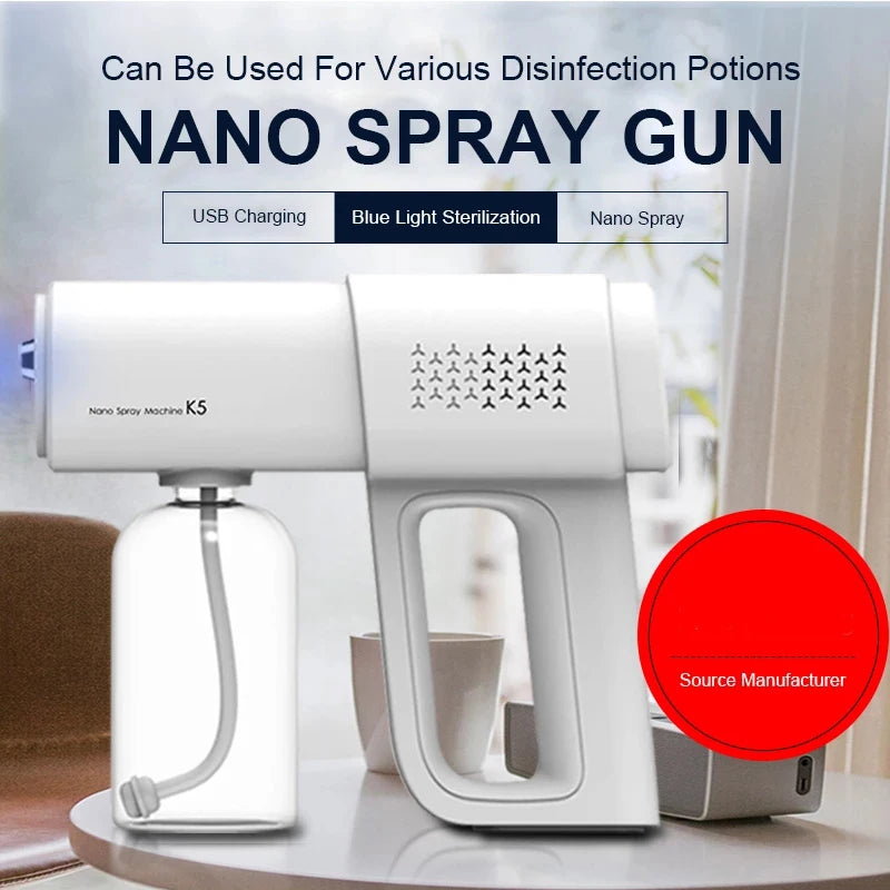 Portable Electric Nano Mist Sanitizing Sprayer Gun with Blue Light