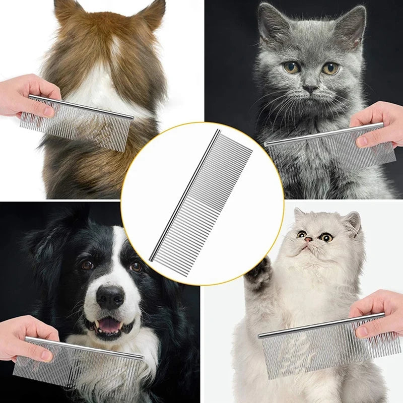 Peine de Estilismo para Mascotas de Acero Inoxidable Doble Cara