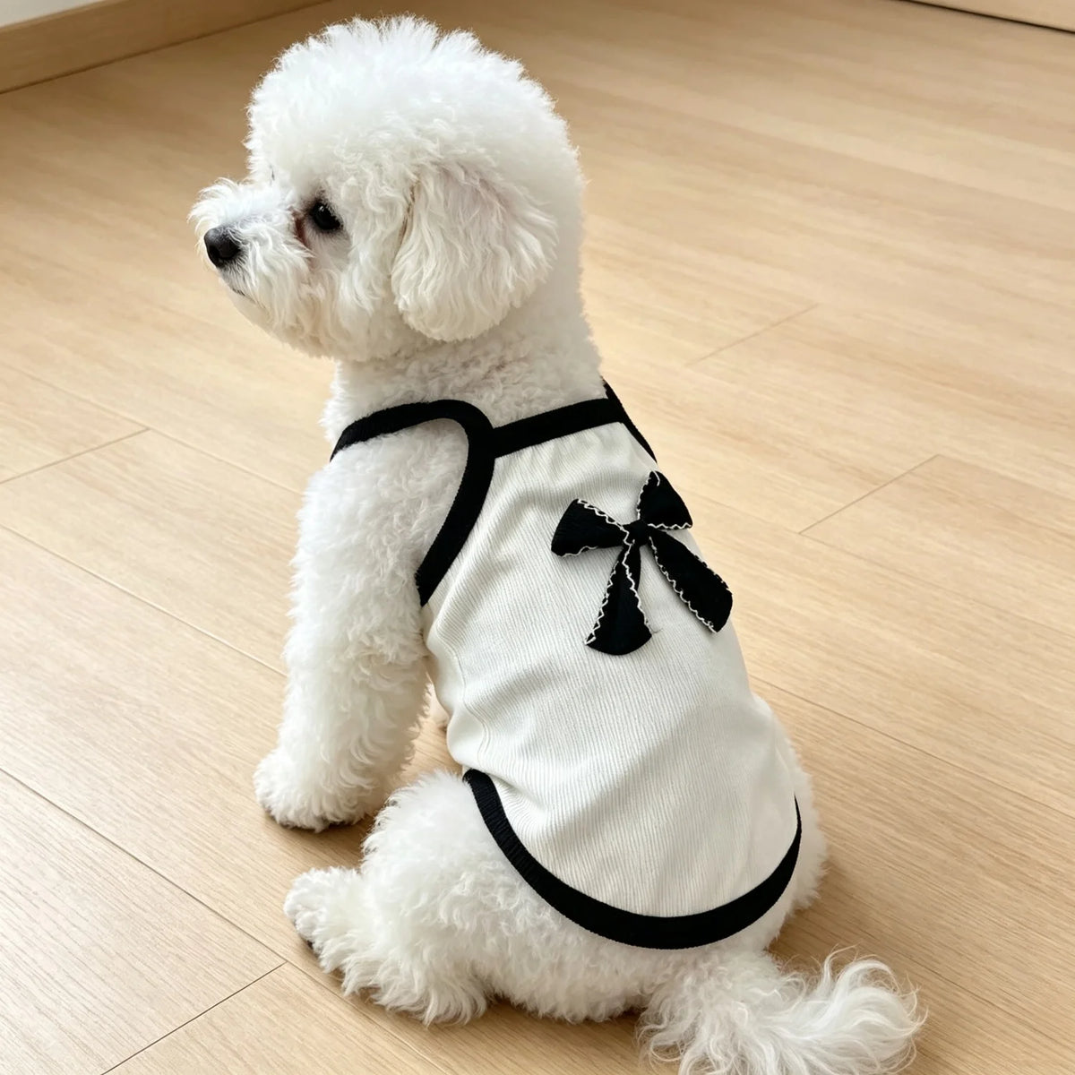Ribbed Sleeveless Pet Vest with Bow Knot for Small Dogs and Cats