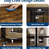 Wooden Dog Crate Furniture with 3 Doors and Locking Wheels