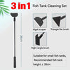 Kit de nettoyage pour aquarium 3-en-1 avec racloir algues, brosse plate triangulaire et brosse en angle droit.