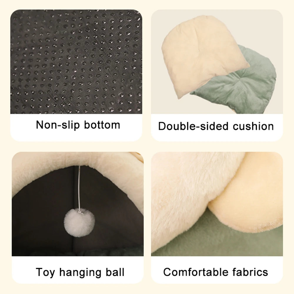 Self-Warming Cotton Tent Bed for Cats and Small Dogs