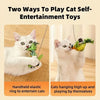 Two ways to play cat self-entertainment toys showing a cat interacting with an elastic ring and another cat playing by themse