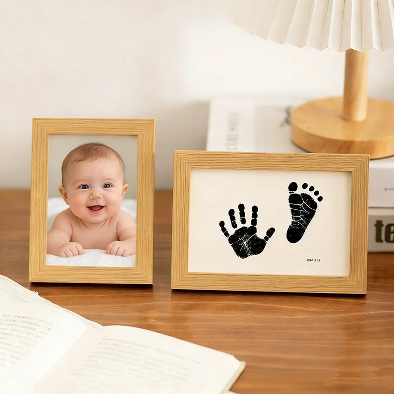 Wooden Baby Handprint & Pet Paw Print Keepsake Frame with Imprint Kit