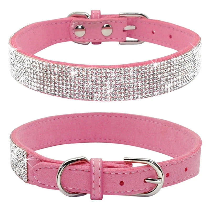 Kristall-Straß-Halsband aus Leder