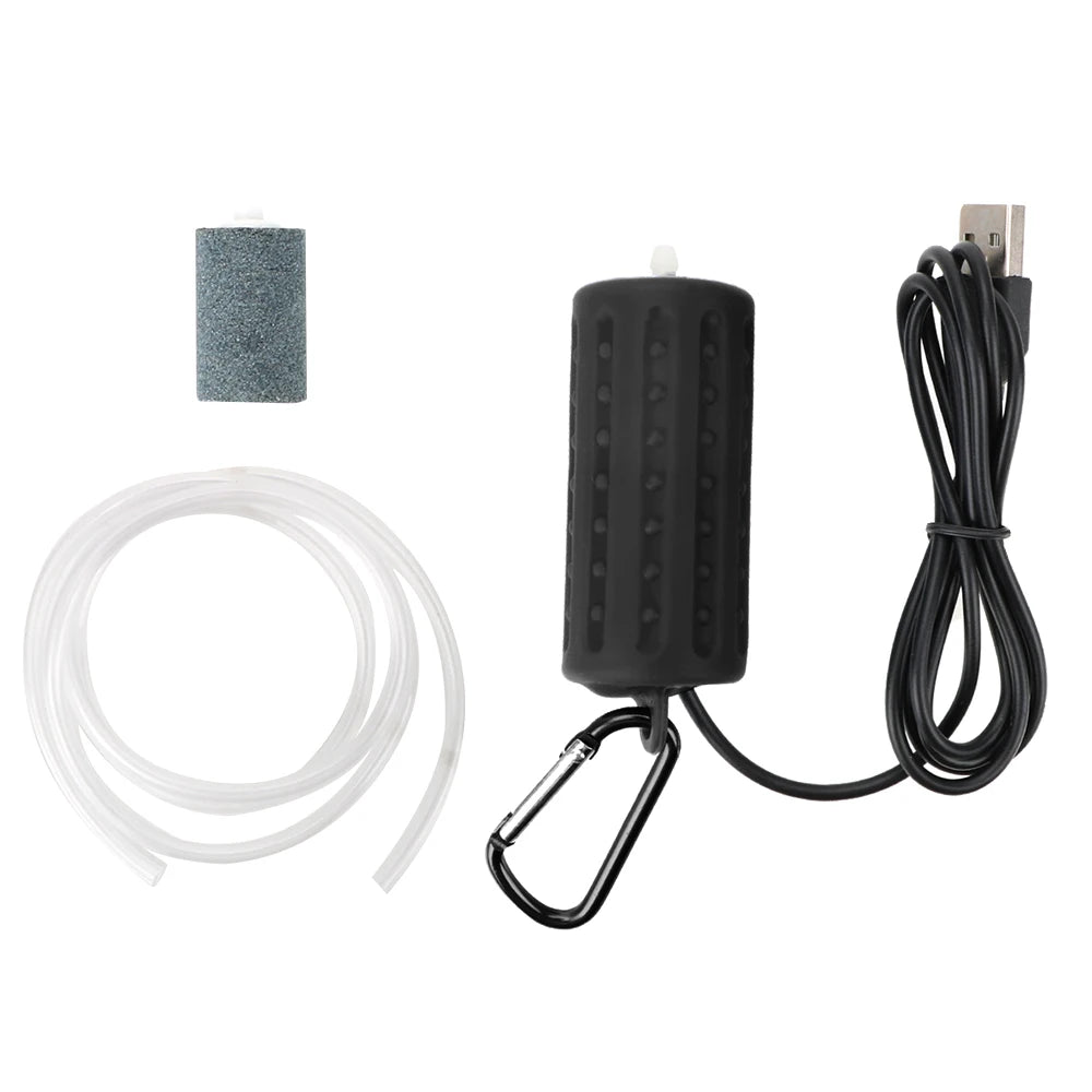 USB Mini Aquarium Air Pump with Silicone Air Stone and Tube