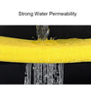 Close-up of a yellow biochemical sponge filter demonstrating strong water permeability with water flowing through it.