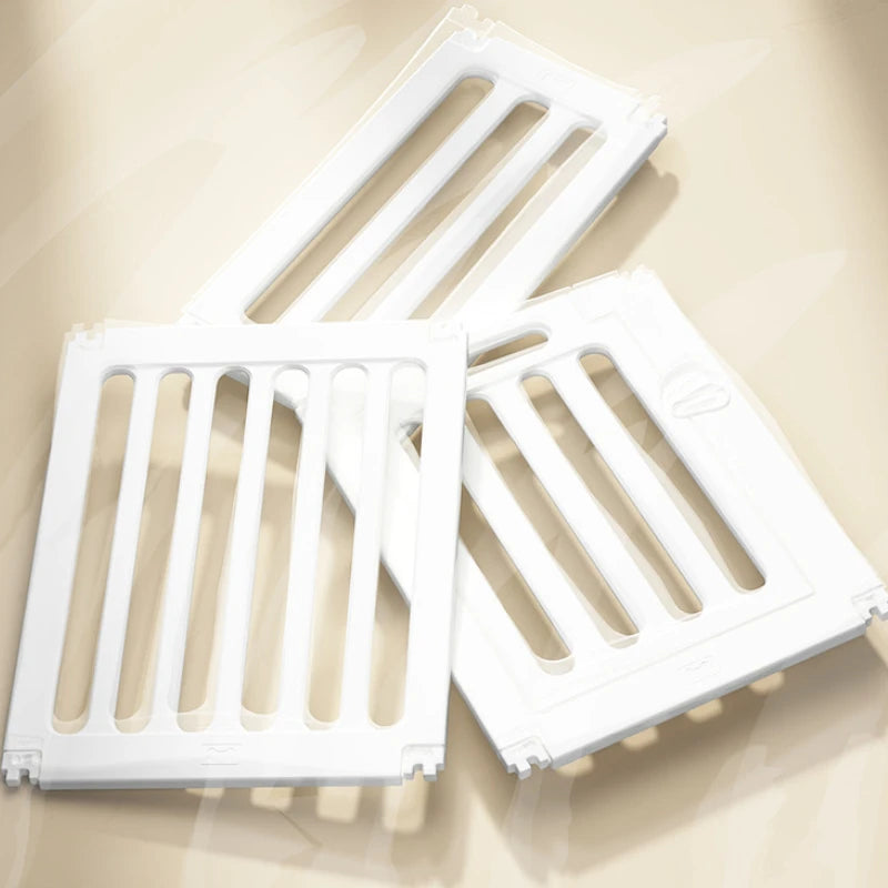 White indoor pet playpen with double suction cup mounts shown from above.