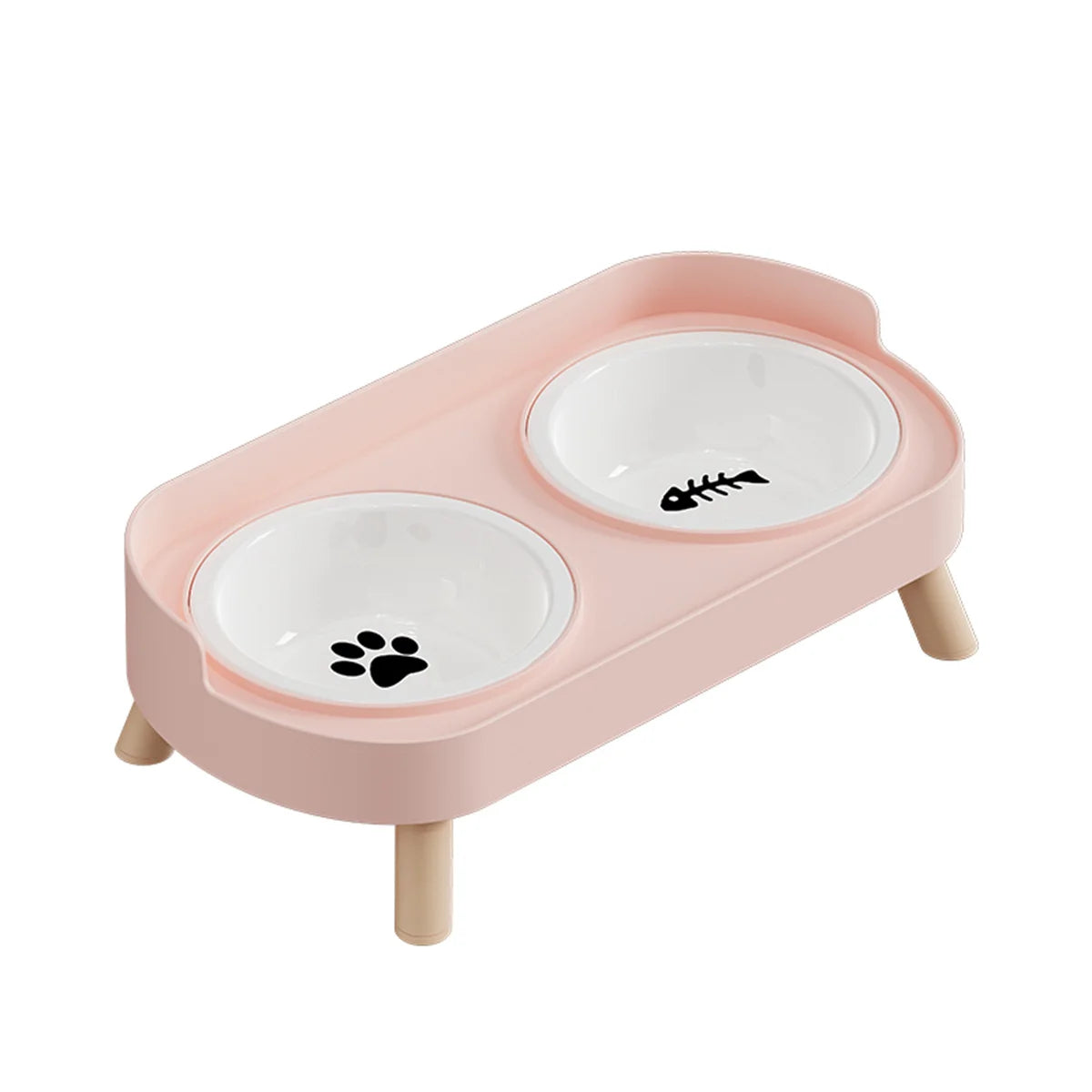 Colorful Double Dog Bowl Set with Stainless Steel and Plastic Base