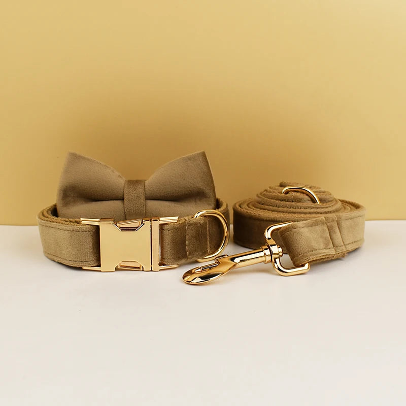 Personalisiertes Halsband, Geschirr & Leine Set mit abnehmbarem Fliegenknoten